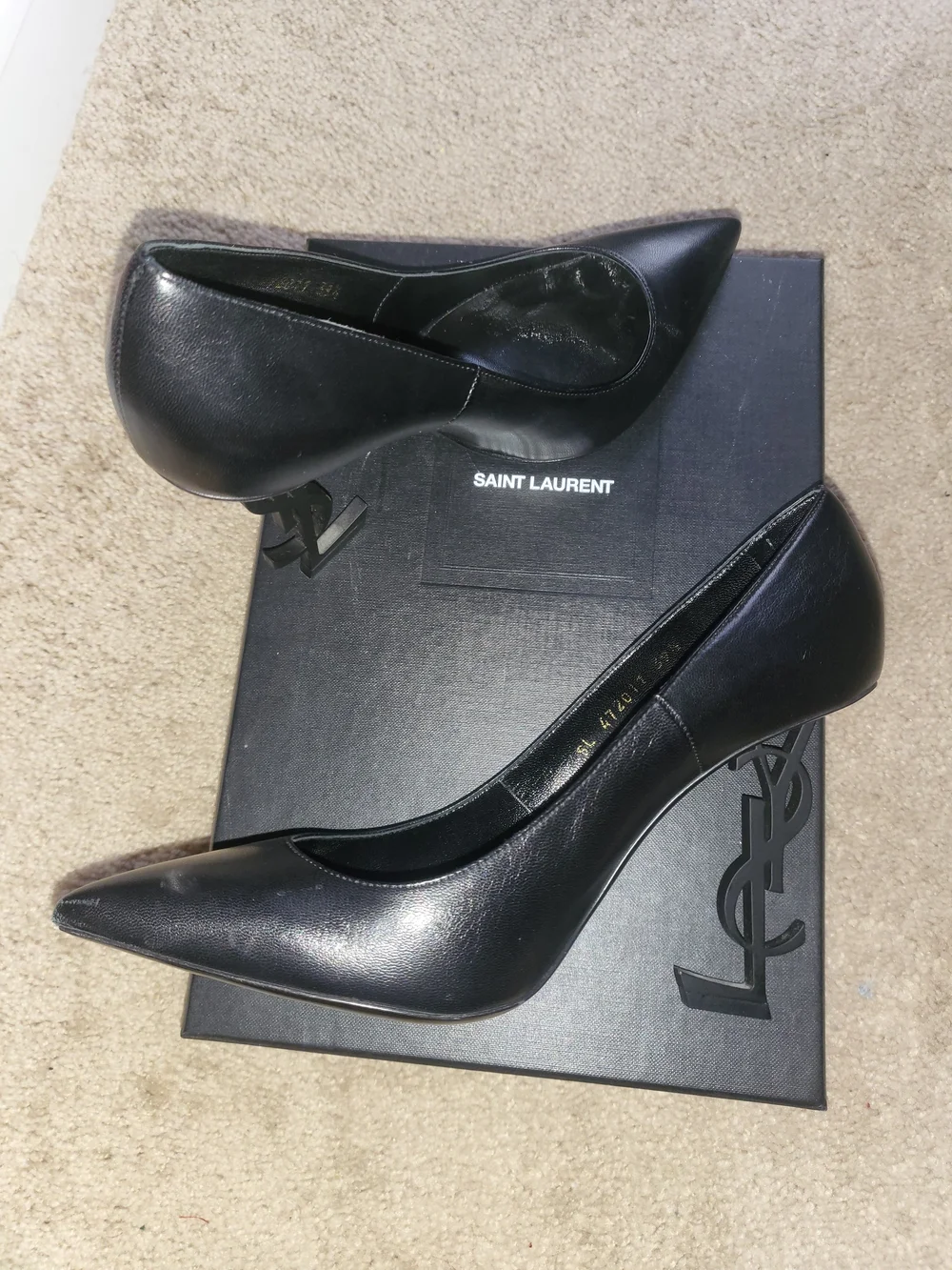 Saint Laurent Black Opyum Pointed-Toe Leather Pumps - Picture 7 of 7